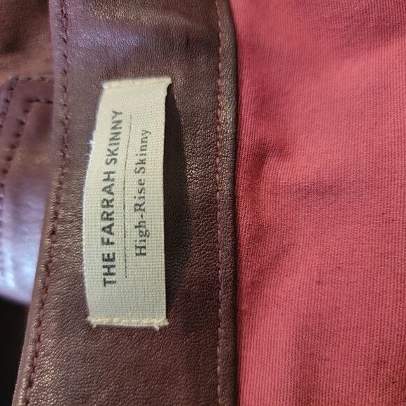 AG Pants Lamb Leather Farrah Skinny High Rise Wine Soft Saks Fifth Avenue sz 26 - Picture 4 of 6